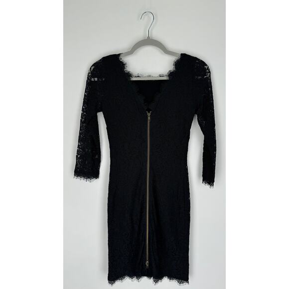 Diane Von Furstenberg Lace Zarita Scoop Mini Dress Womens Size 0 Black New - Picture 8 of 13